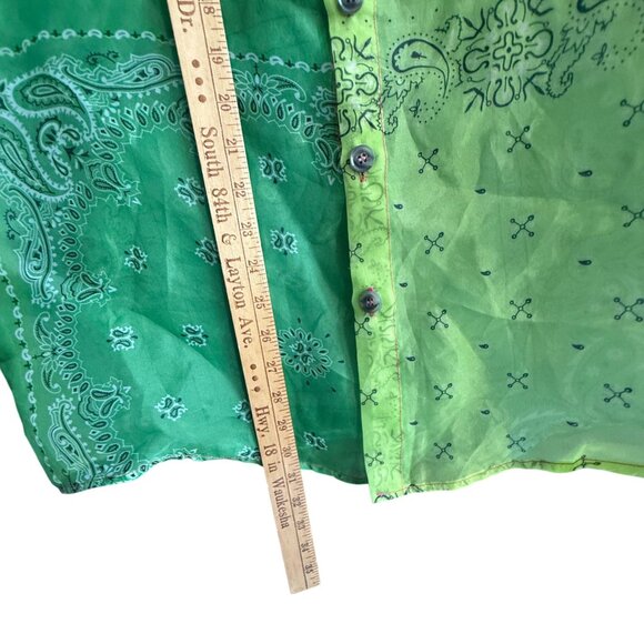 AU Studio Bandana Print Button Front Shirt Top Multicolor Long Sleeve Bohemian - Picture 3 of 7
